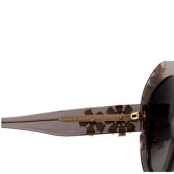 DOLCE & GABBANA 💎 Cat Eye  Gray Floral Crystal Designer Sunglasses - Picture 7 of 8